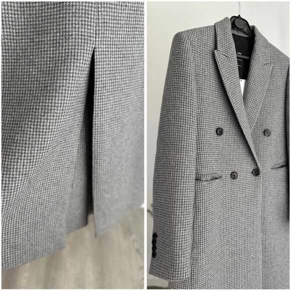 Mango Houndstooth Wool Blend Coat - Picture 12 of 12